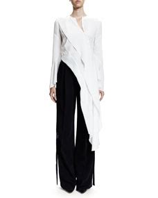 givenchy long-sleeve asymmetric cascade top|Givenchy Long.